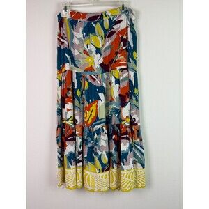 Soft Surroundings Women's Kara Maxi Skirt Tiered Tropical Floral Coastal Medium